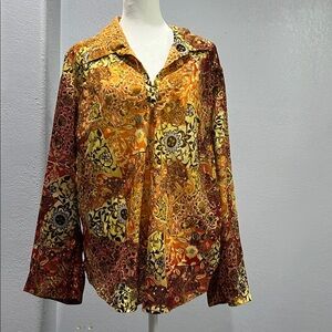 Giorgio Fiorelli Collection Size XL, Floral & Paisley Pattern Pull-Over Blouse